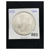 1921 UNC Morgan Silver Dollar Coin