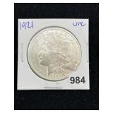 1921 UNC Morgan Silver Dollar Coin