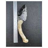 Obsidian Hafted Blade Indian Artifact Arrowhead