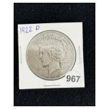 1922 D Peace Silver Dollar Coin