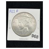1922 D Peace Silver Dollar Coin