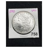 1890 UNC Morgan Silver Dollar Coin