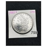 1881 S UNC Morgan Silver Dollar Coin