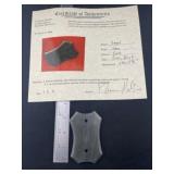 Gorget with Thomas Matthews COA from Ohio Indian A