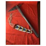 Spontoon Tomahawk Pipe with Beaded Drop Indian Art