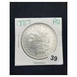 1887 AU Morgan Silver Dollar Coin