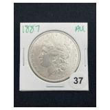 1887 AU Morgan Silver Dollar Coin