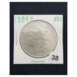 1884 O AU Morgan Silver Dollar Coin
