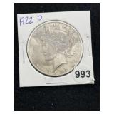 1922 D Peace Silver Dollar Coin