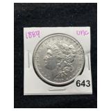 1889 UNC Morgan Silver Dollar Coin