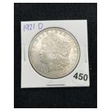 1921 D Morgan Silver Dollar Coin
