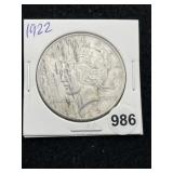 1922 Peace Silver Dollar Coin