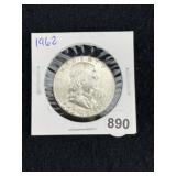 1962 Franklin Half Dollar Silver Coin