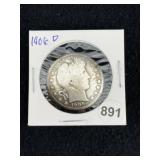 1906 D Barber Half Dollar Silver Coin