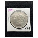 1891 Morgan Silver Dollar Coin