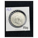 1962 Franklin Half Dollar Silver Coin