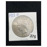 1922 D Peace Silver Dollar Coin