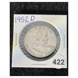 1952 D Franklin Half Dollar Silver Coin