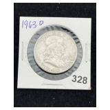 1963 D Franklin Half Dollar Silver Coin