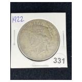 1922 Peace Silver Dollar Coin