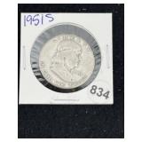 1951 S Franklin Half Dollar Silver Coin