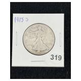 1918 S Walking Liberty Half Dollar Silver Coin