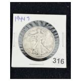 1944 S Walking Liberty Half Dollar Silver Coin