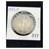1943 D Walking Liberty Half Dollar Silver Coin