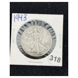 1943 Walking Liberty Half Dollar Silver Coin