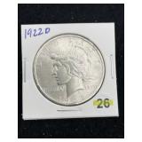 1922 D Peace Silver Dollar Coin