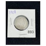 1908 Barber Quarter Coin
