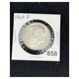 1964 D Kennedy Half Dollar Silver Coin
