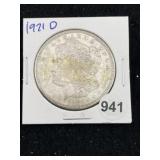 1921 D Morgan Silver Dollar Coin