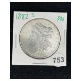 1882 S AU Morgan Silver Dollar Coin