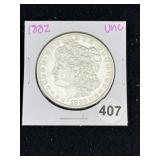 1882 UNC Morgan Silver Dollar Coin