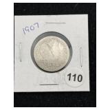1907 Barber Quarter Coin