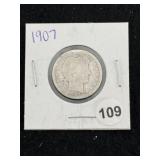 1907 Barber Quarter Coin