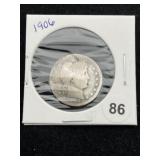1906 Barber Quarter Coin