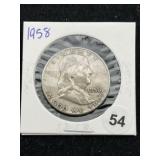 1958 Franklin Half Dollar Silver Coin