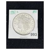 1881 O AU Morgan Silver Dollar Coin