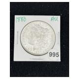 1880 AU Morgan Silver Dollar Coin