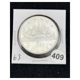 1963 Canadian Silver Dollar Coin