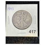 1943 Walking Liberty Half Dollar Silver Coin