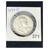 1954 D Franklin Half Dollar Silver Coin
