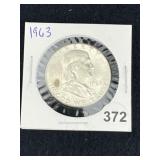 1963 Franklin Half Dollar Silver Coin