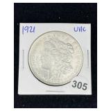 1921 UNC Morgan Silver Dollar Coin