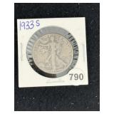 1933 S Walking Liberty Half Dollar Silver Coin
