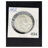 1952 Franklin Half Dollar Silver Coin