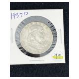 1957 D Franklin Half Dollar Silver Coin