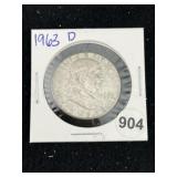 1963 D Franklin Half Dollar Silver Coin